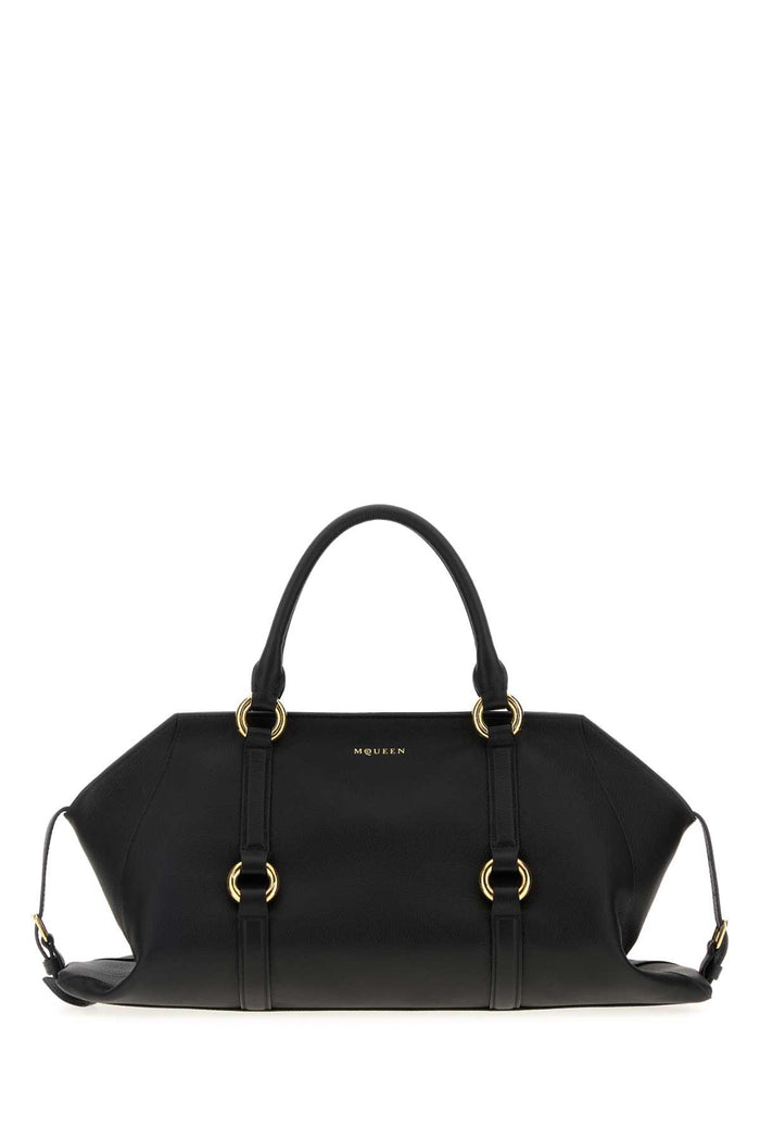 Black Leather Medium Farringdon Handbag Blackgold Calf Skinbrass Borse A Mano