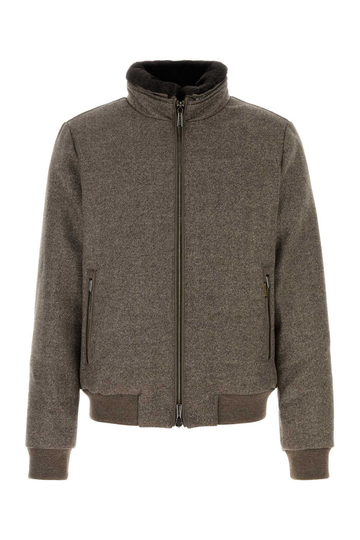 Brown Wool Bellati Bomber Jacket Taupe Giubbini