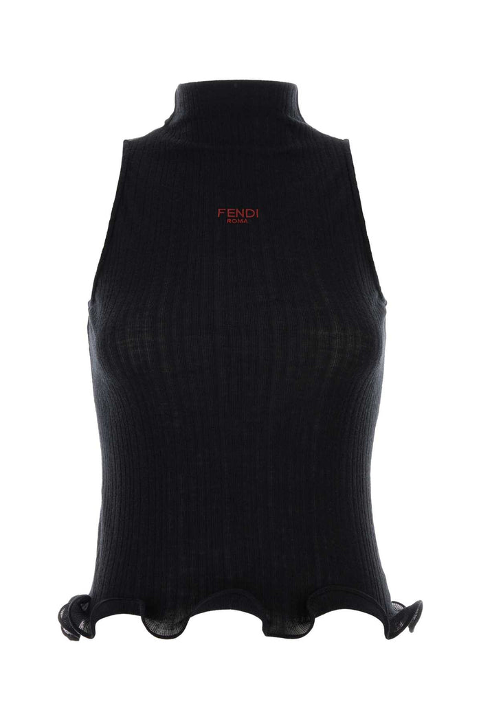 Black Cotton Tank Top Exterior: Maglie