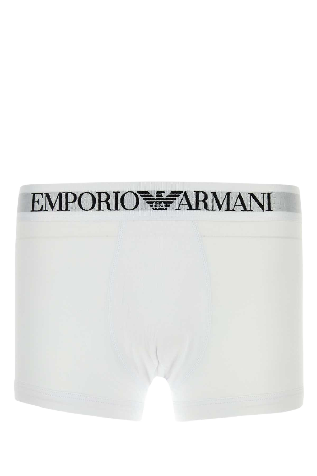 White Stretch Cotton Boxer Exterior: Elastane Intimo