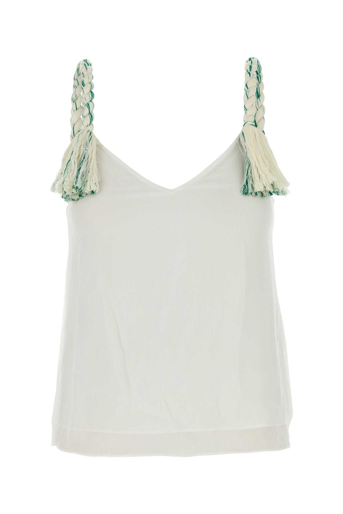 White Tulle Top Offwhite Maglie