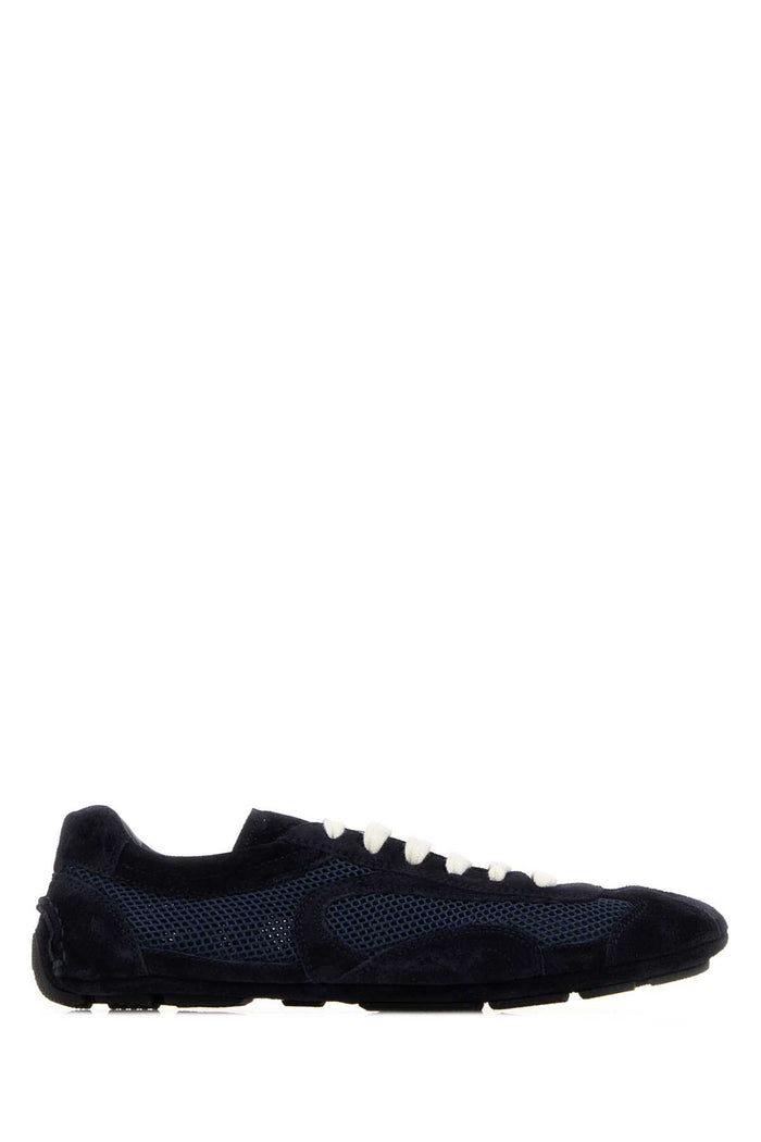 Midnight Blue Suede And Mesh Montecarlo Sneakers Bleu