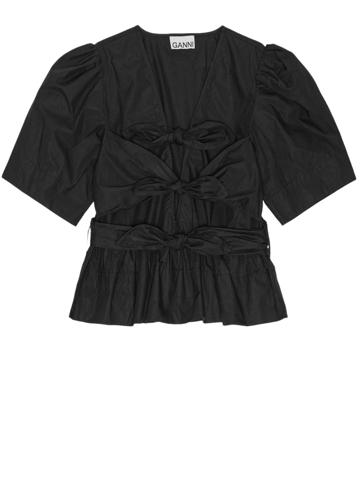 Tops With Ribbons Black Organic Cotton Elastane