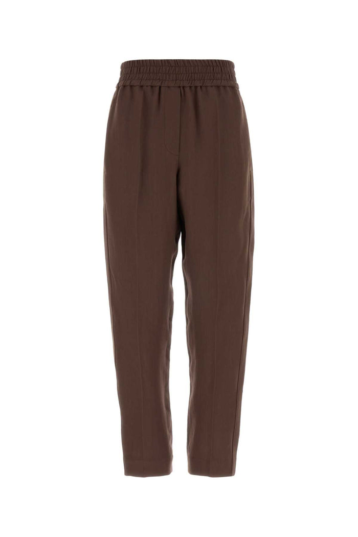 Chocolate Viscose Blend Pant C9284 Exterior: Linen Pantaloni