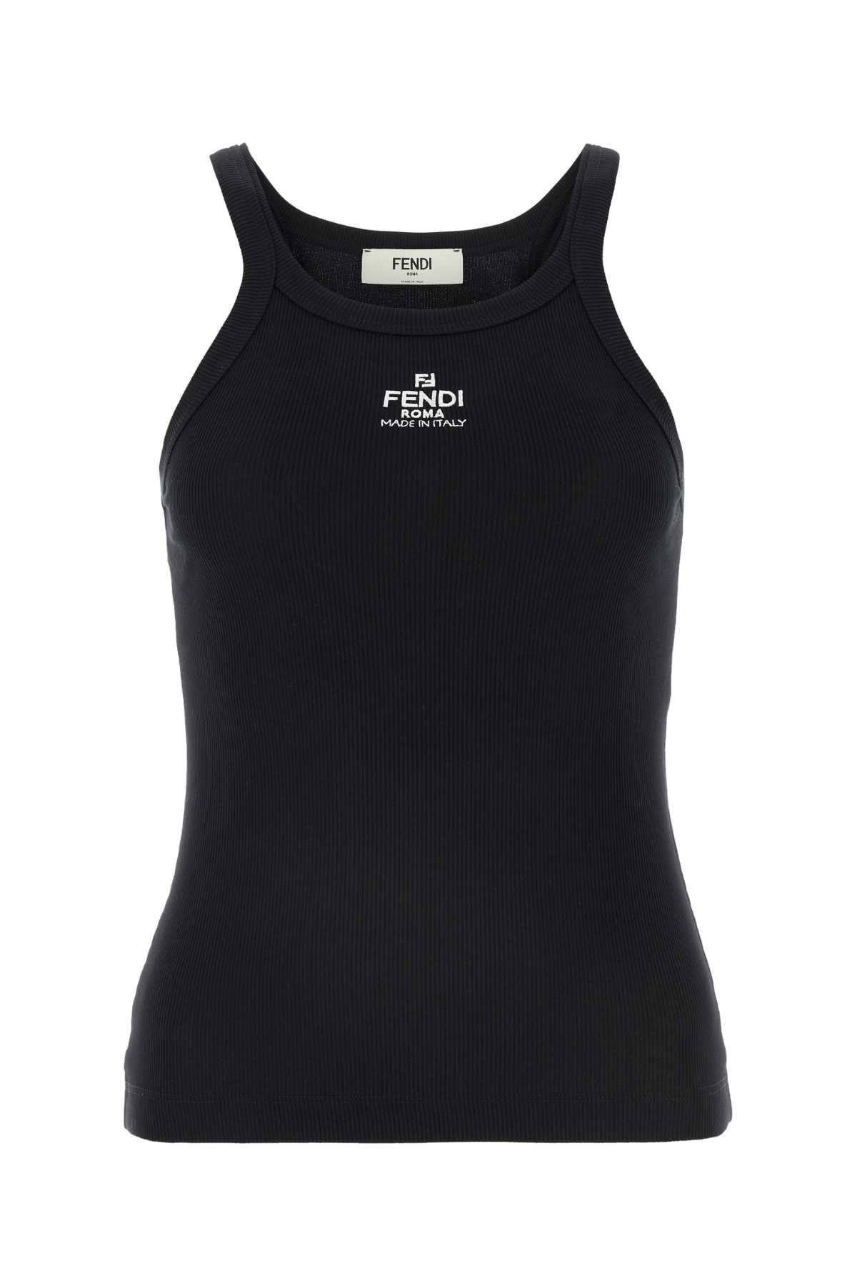 Black Cotton Tank Top Maglie