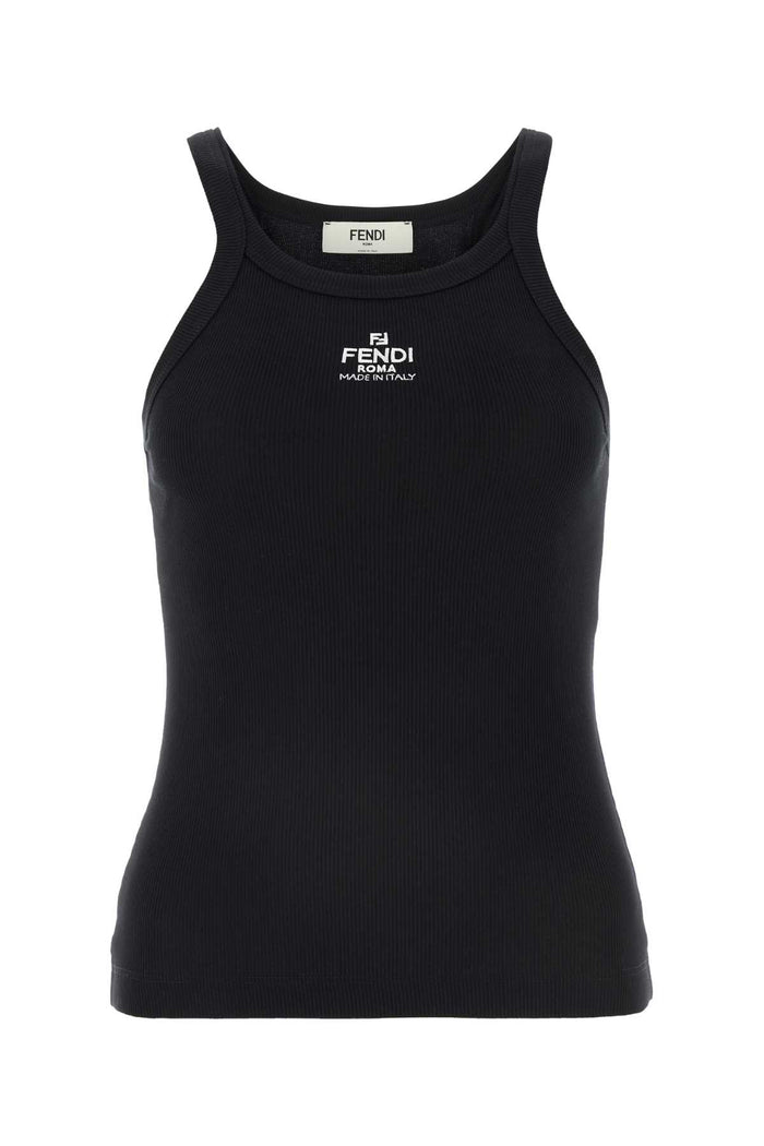 Black Cotton Tank Top Maglie