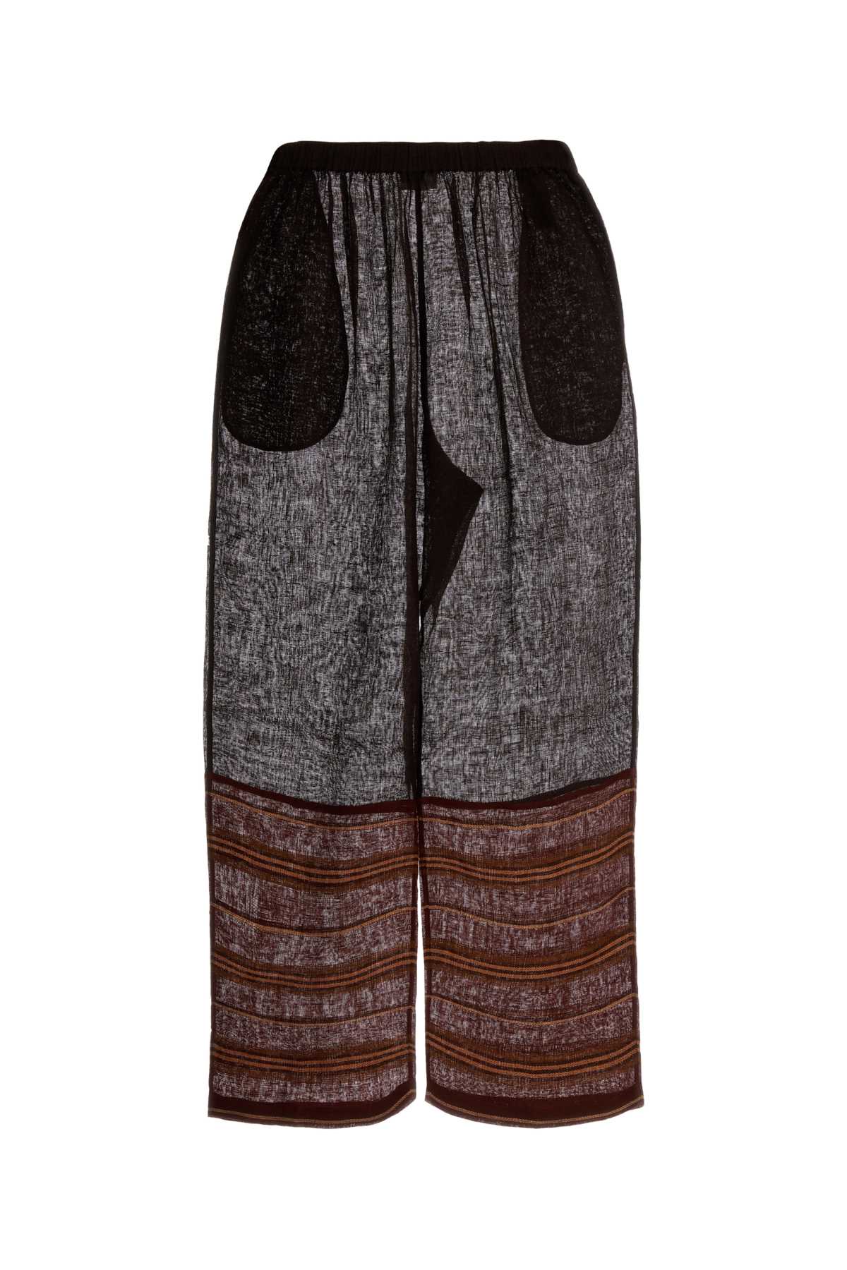 Brown Linen Wide-Leg Pant 200 Pantaloni