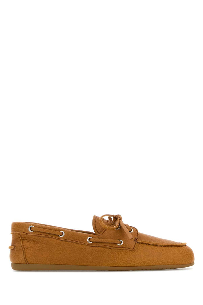 Orange Leather Loafers Ambra Mocassini