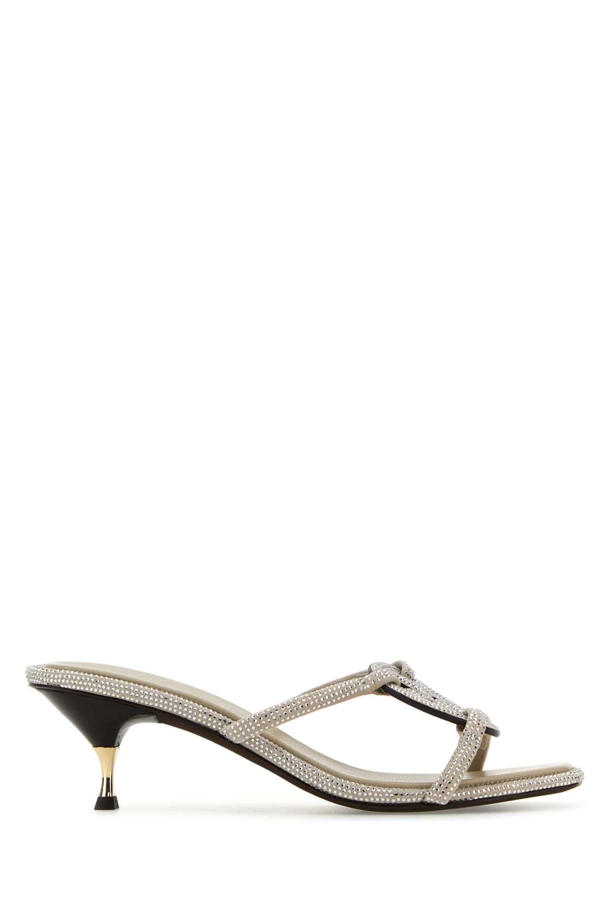 Embellished Leather Miller Sabot Stonegray Sandali
