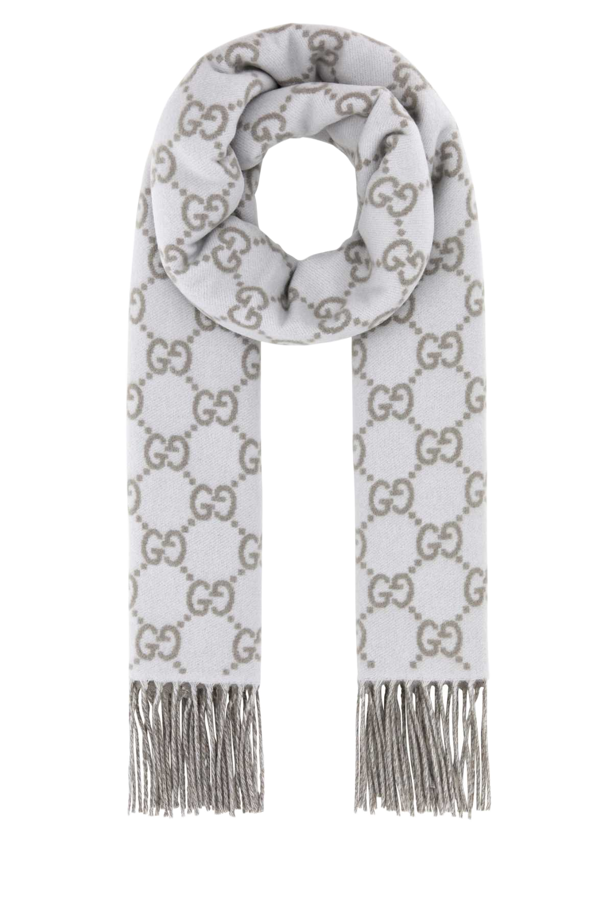 Embroidered Cashmere Reversible Scarf Zinclightgrey Fabric Sciarpe E Foulard