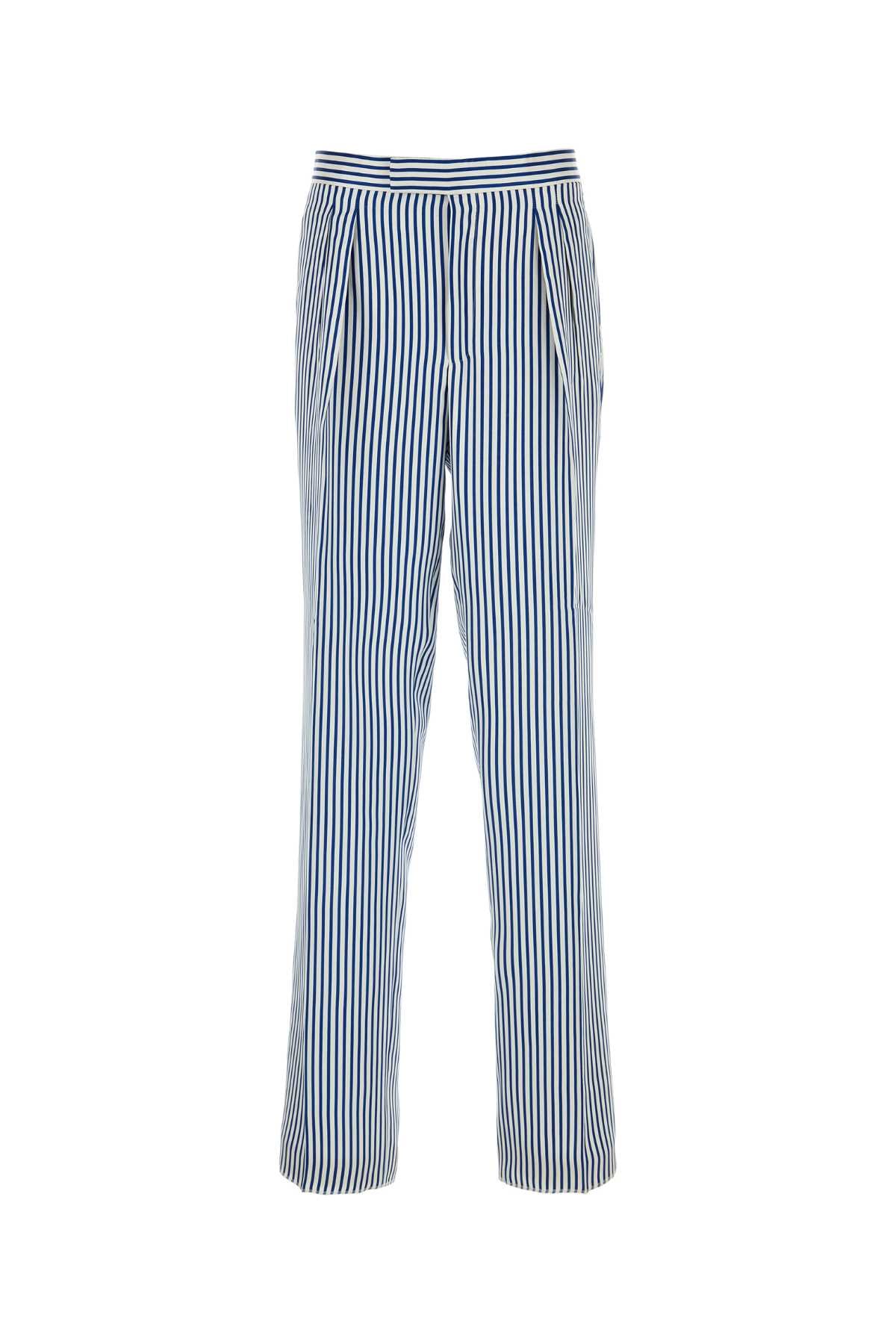 Printed Satin Pant Whiteblue Exterior: Silk Pantaloni