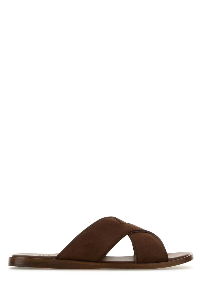 Brown Suede Oriyah Slippers Burnt