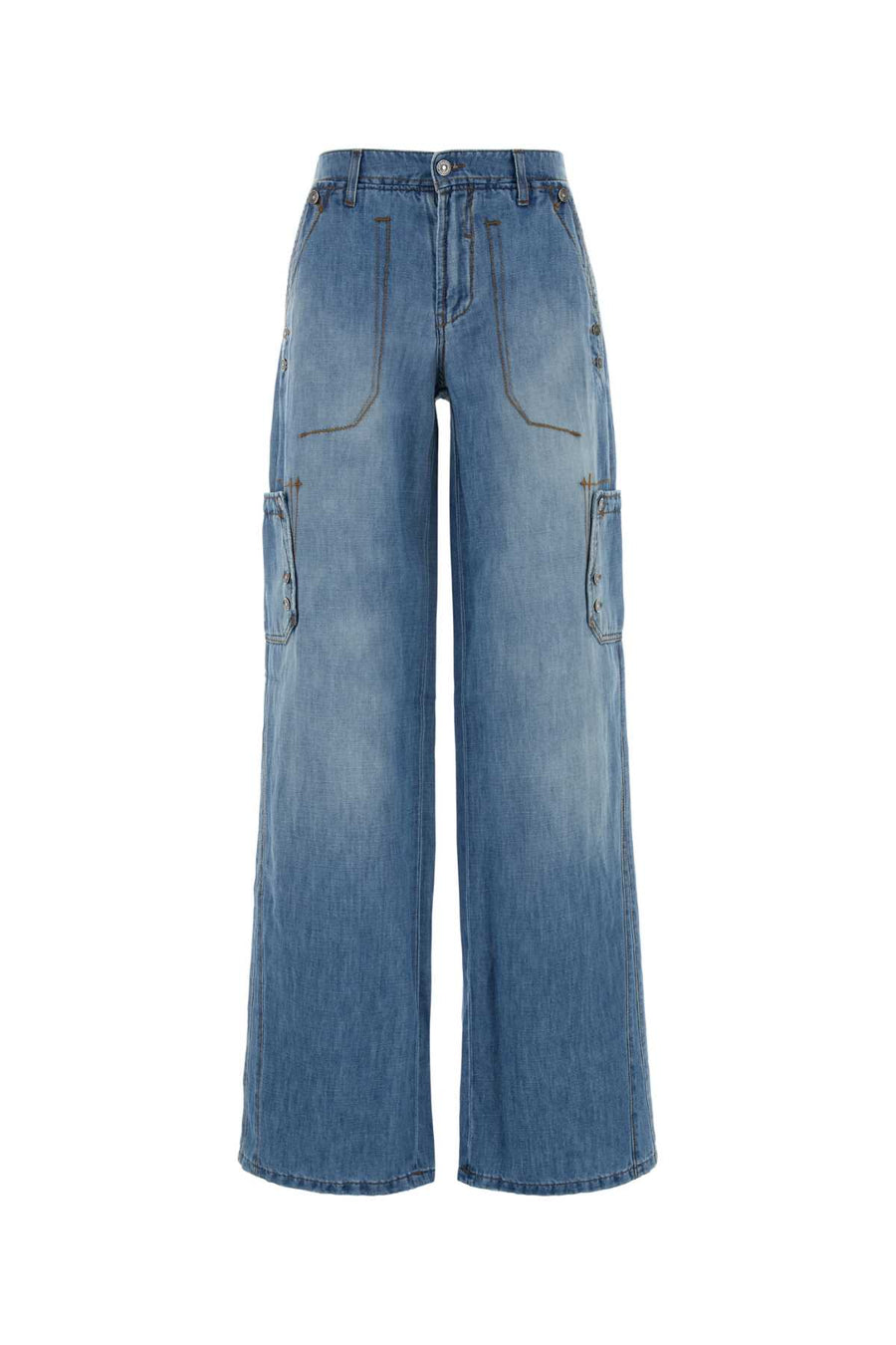 Ermanno Scervino 52% Cotton 48% Linen cargo jeans in blue