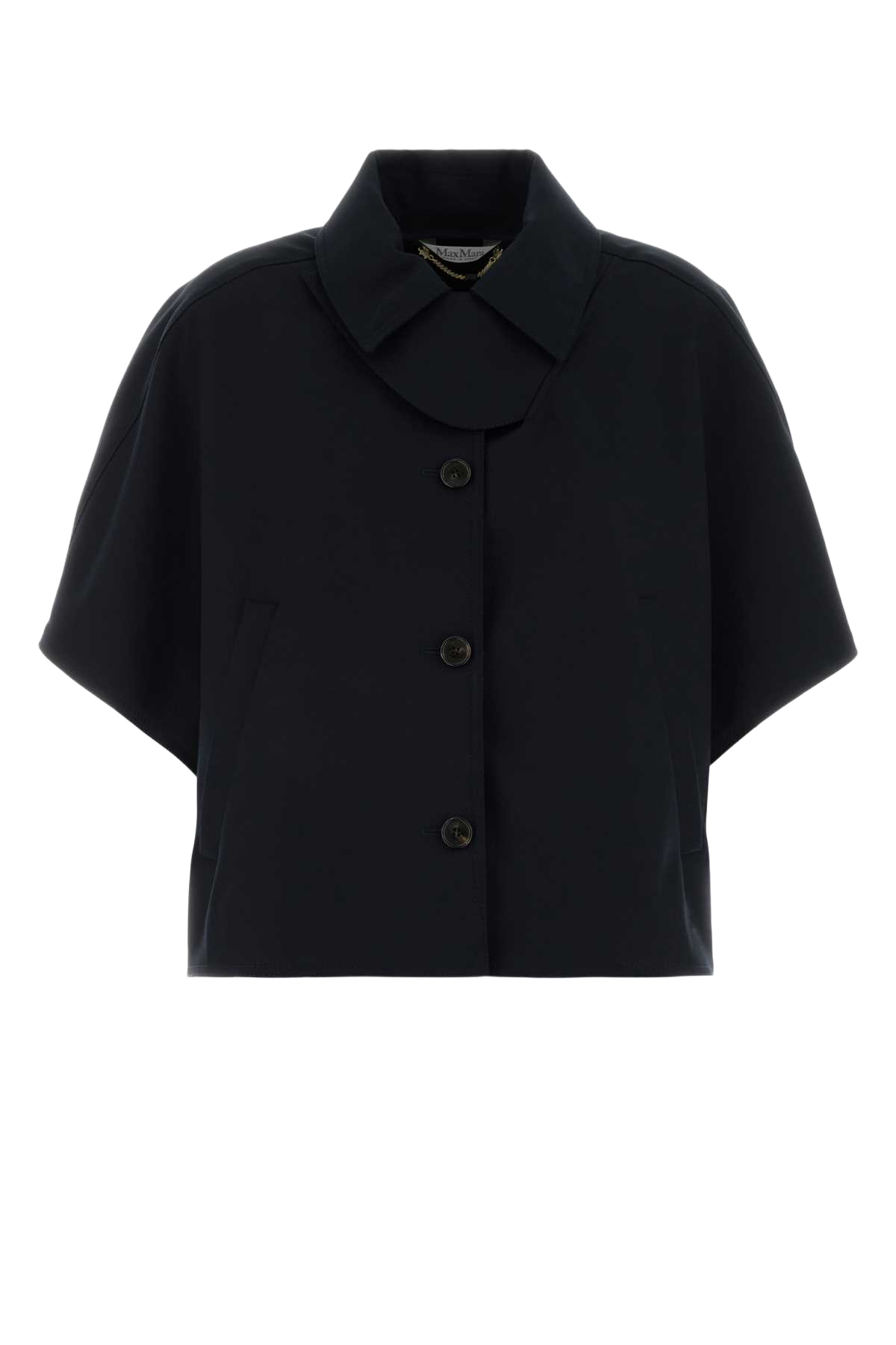Navy Blue Cotton Paggio Cape Blu Marino Exterior: Giacche E Gilet