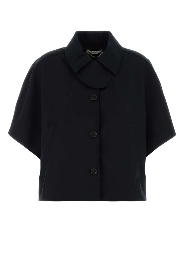 Navy Blue Cotton Paggio Cape Blu Marino Exterior: Giacche E Gilet