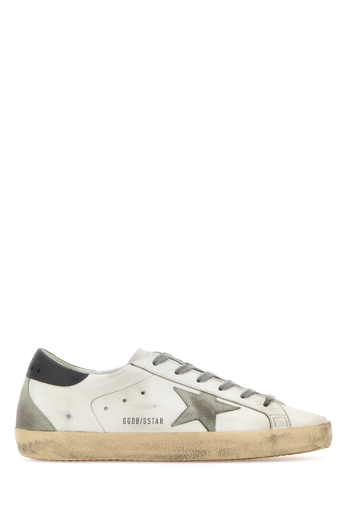 Whiteicedarkgray Cow Leather Sneaker