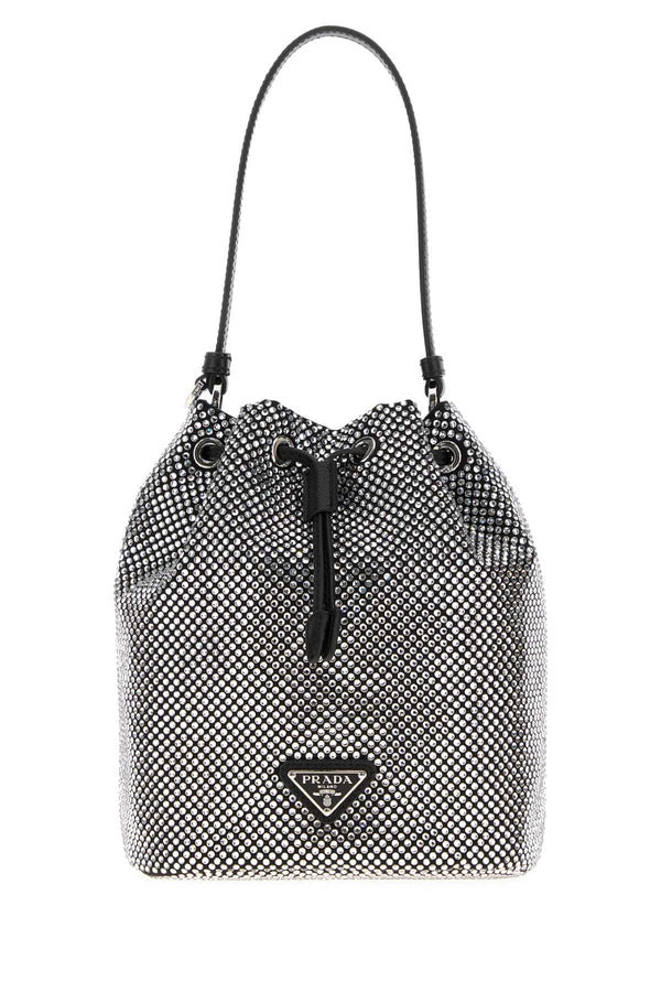 Prada 28% Silk bucket bag in silver
