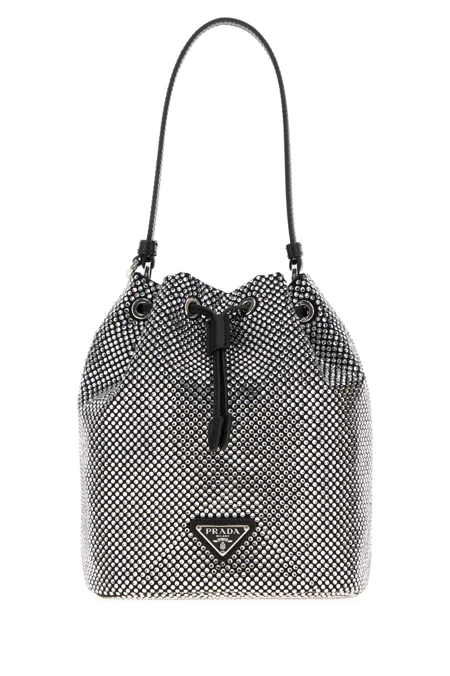 Prada 28% Silk bucket bag in silver