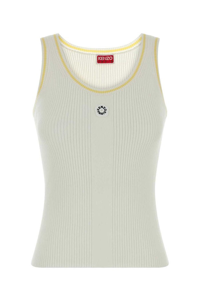 White Viscose Blend Tank Top Offwhite Exterior: Polyester Maglie