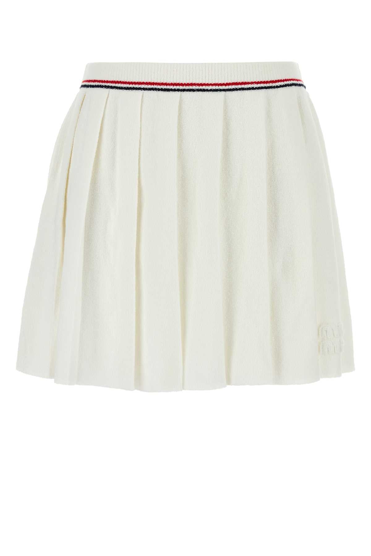 White Stretch Terry Fabric Skirt Bianco Coeaparecycledpolyamide Gonne