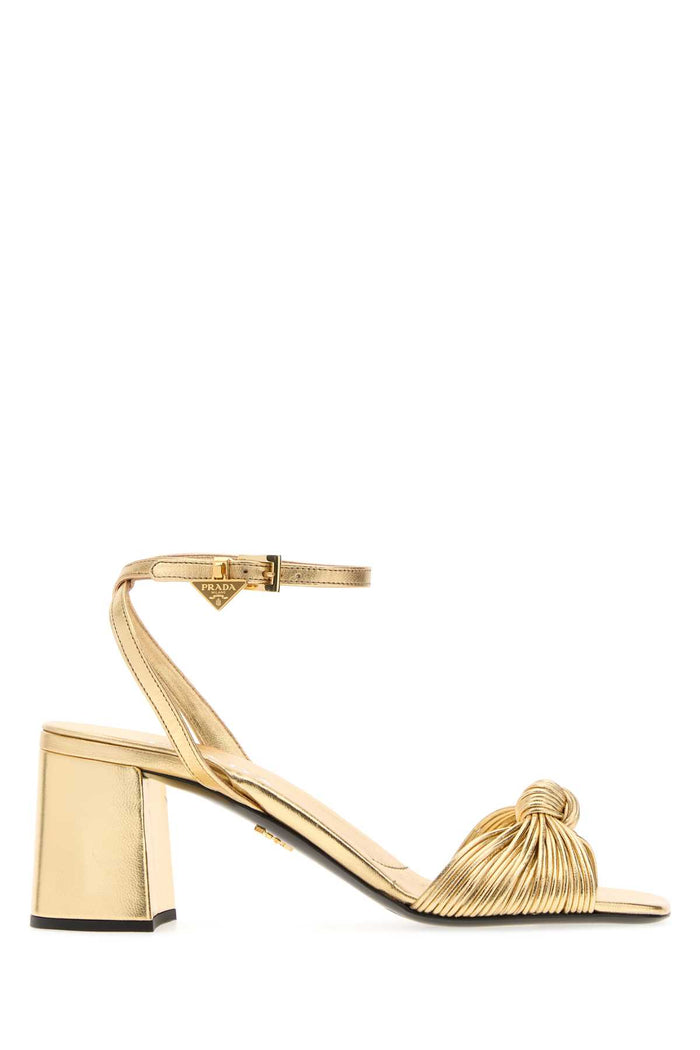 Gold Leather Sandals Platino Sandali
