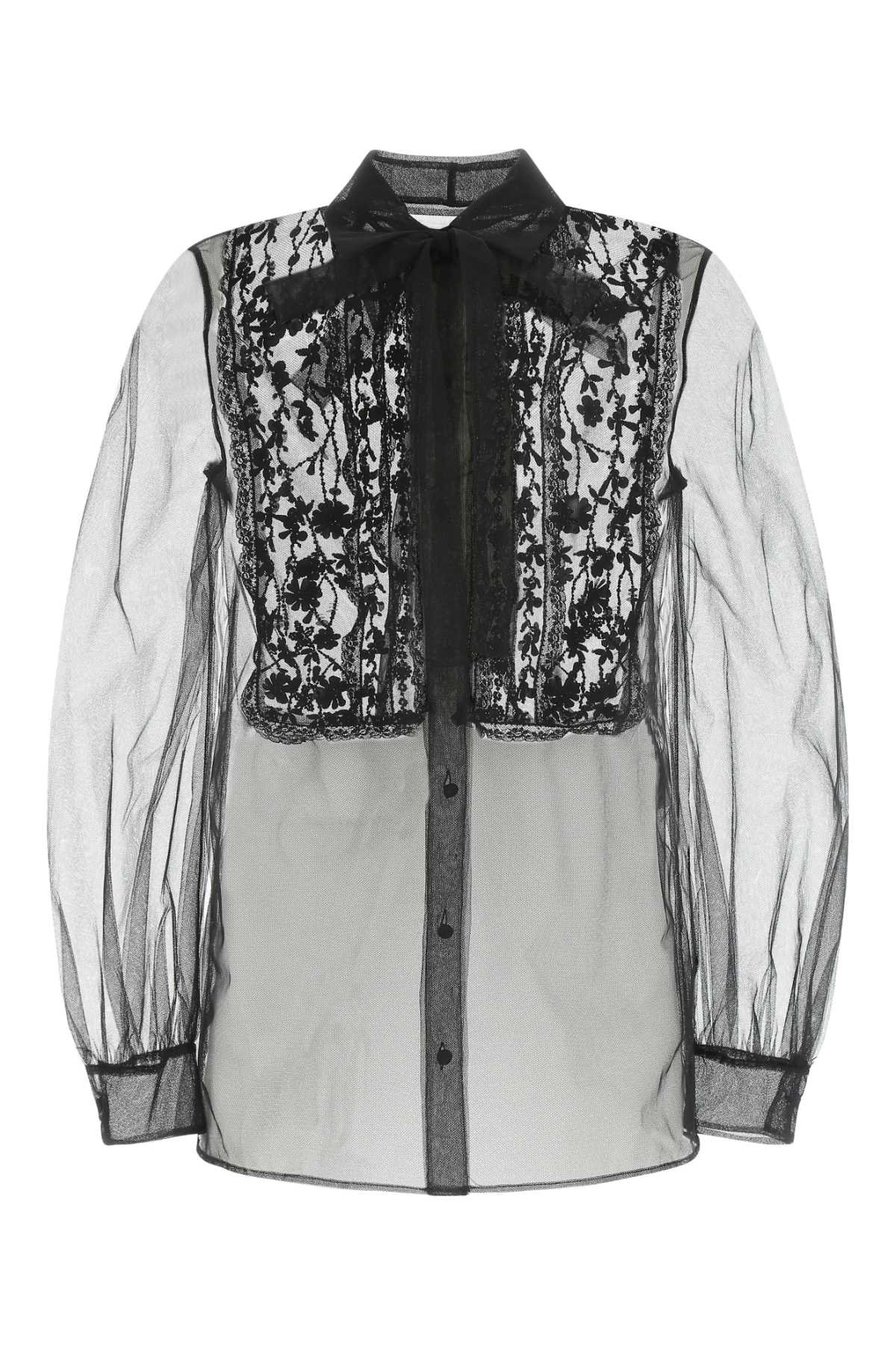Black Mesh Shirt 0no Exterior: Nylon Camicie