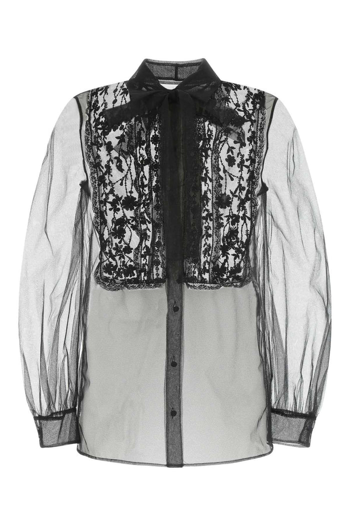 Black Mesh Shirt 0no Exterior: Nylon Camicie