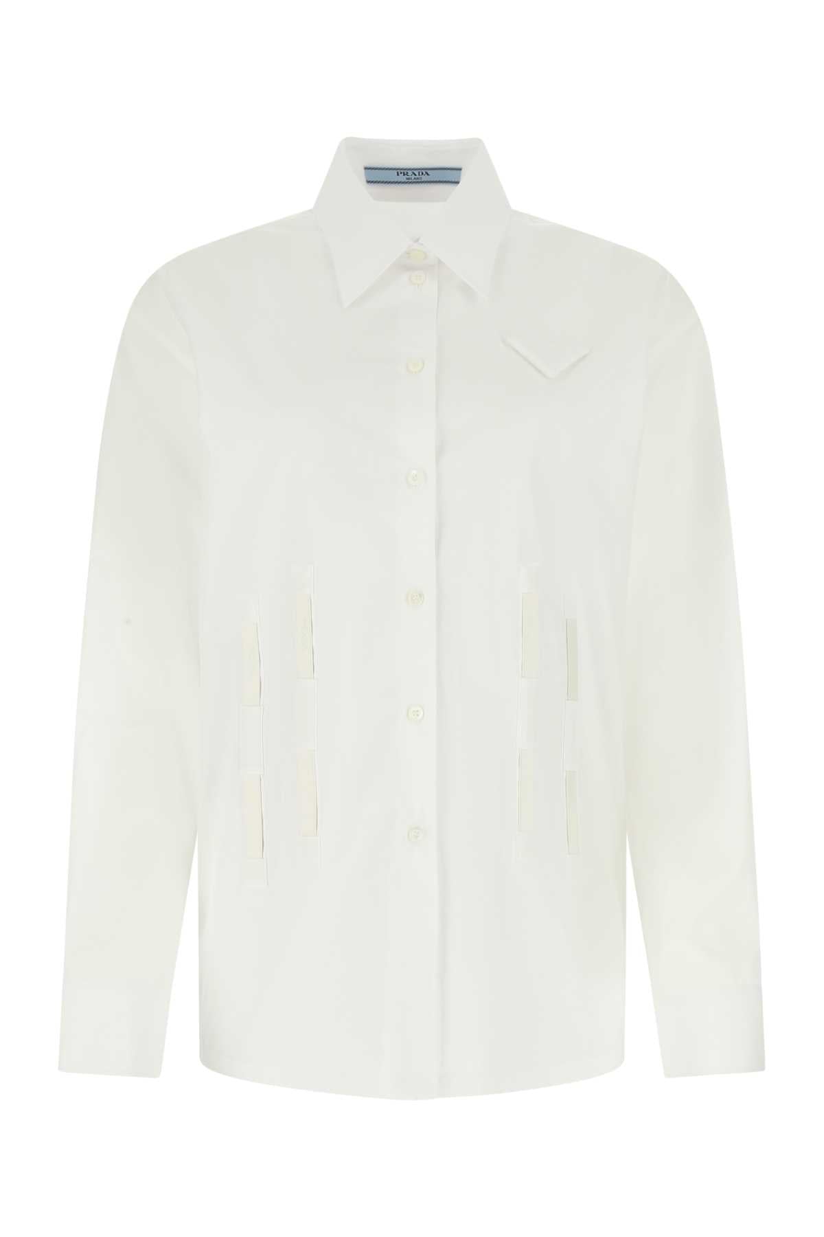 White Poplin Oversize Shirt F0009 Exterior: Cotton Camicie