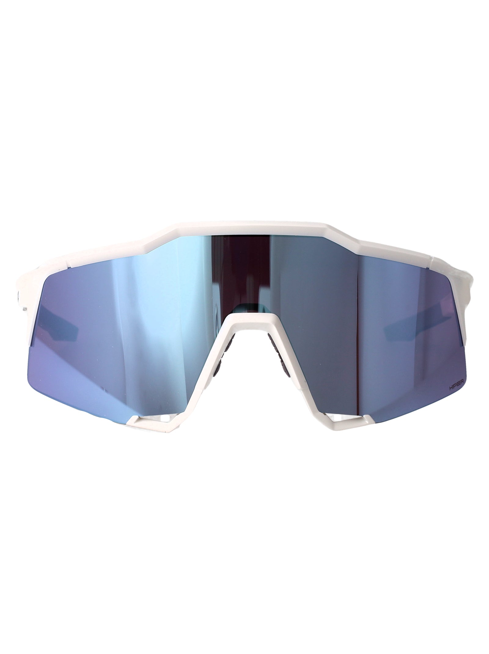 60007-00012 00012 Matte White - Hiper Blue Multilayer Mirror Lens Acetate Sunglasses