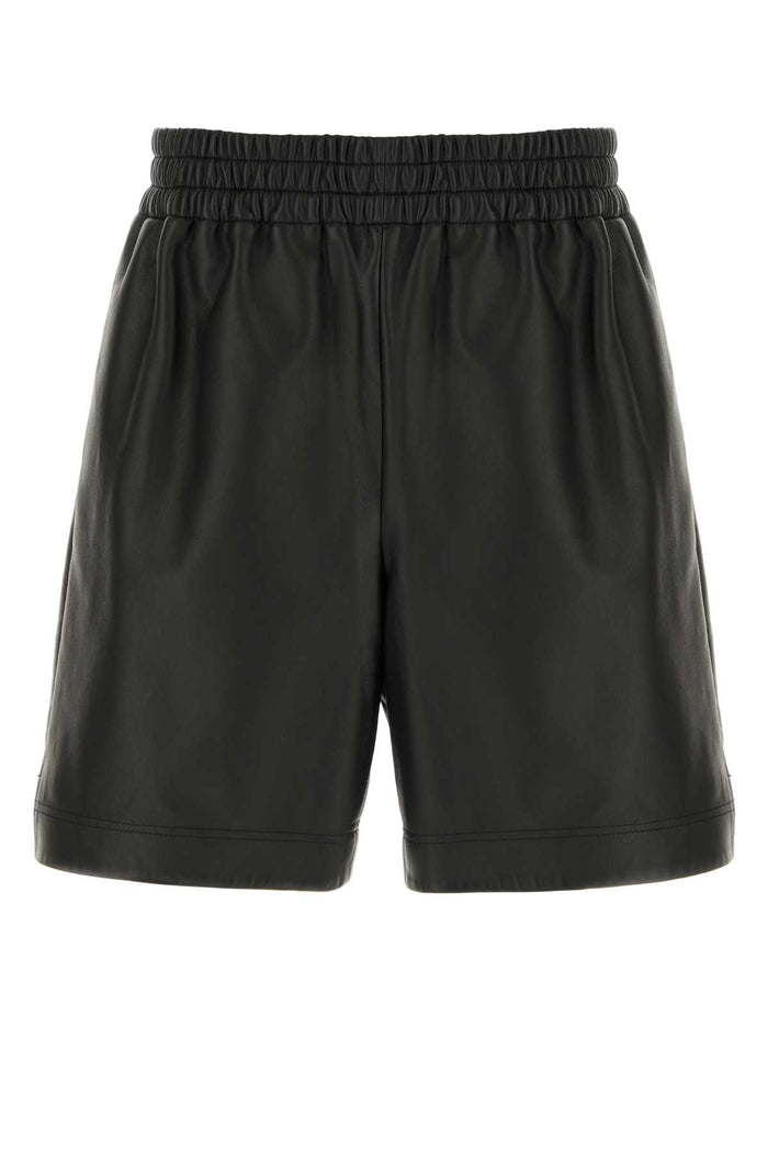 Black Leather Bermuda Shorts Lamb Skint Cotton