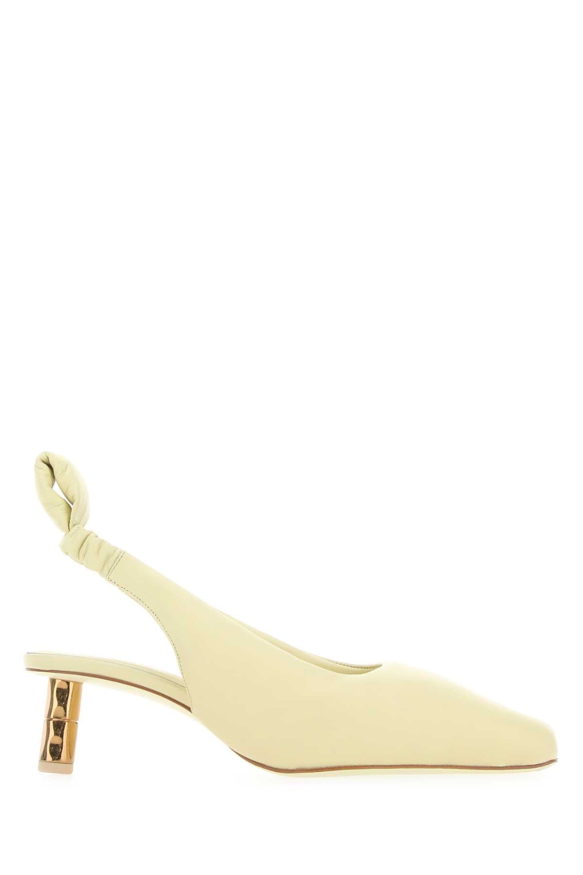 Pastel Yellow Nappa Leather Puffy Pumps Palelime Scarpe Con Tacco