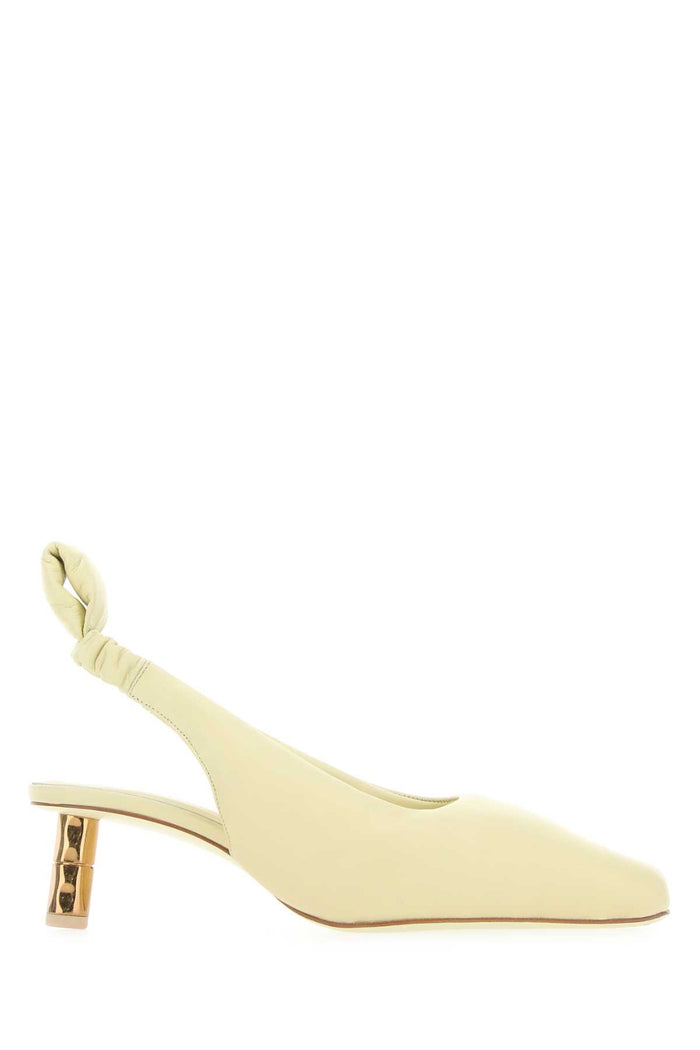 Pastel Yellow Nappa Leather Puffy Pumps Palelime Scarpe Con Tacco