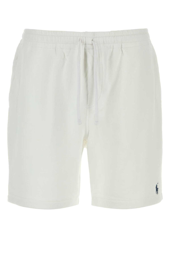 White Cotton Blend Bermuda Shorts Exterior: Polyester