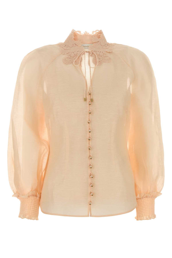 Peach Linen Silk Camicie