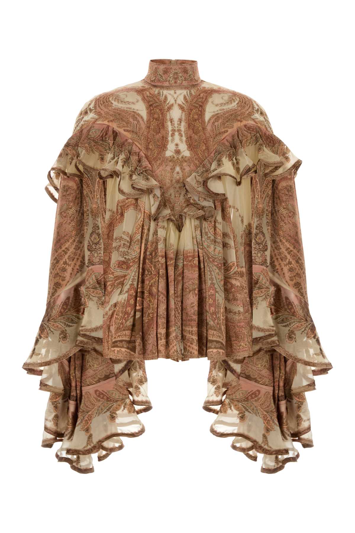 Printed Satin Hypnotic Blouse Creampaisley Exterior: Viscose Silk Maglie