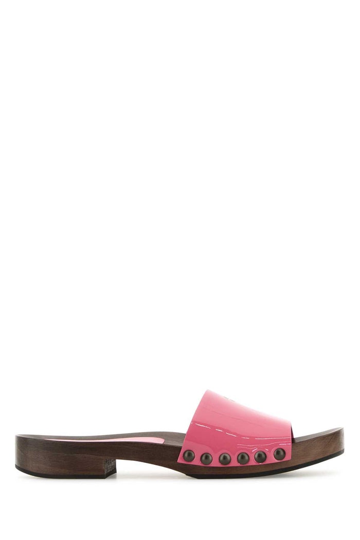Fuchsia Leather Clogs Begonia Sandali