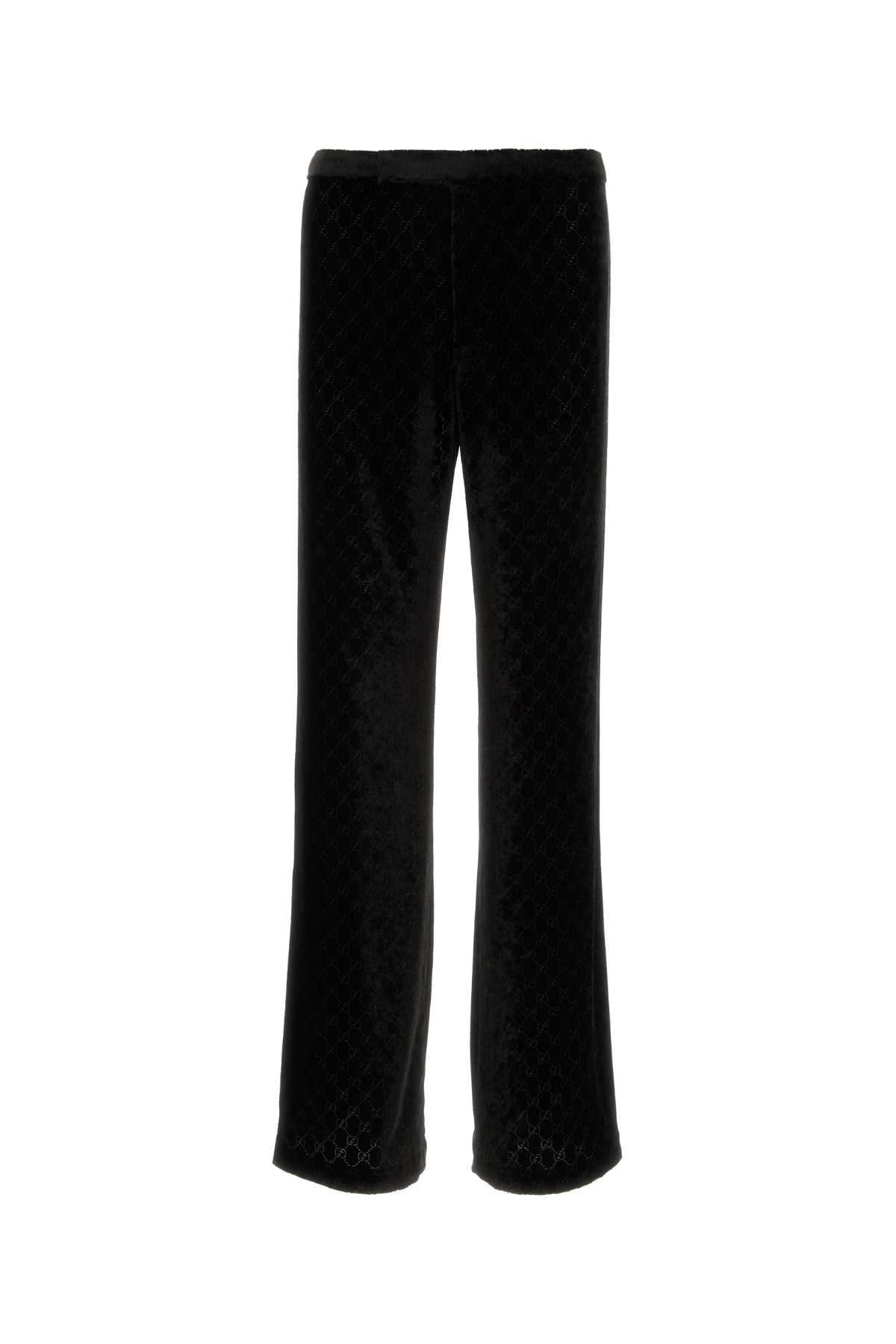 Black Viscose Mix Pantaloni