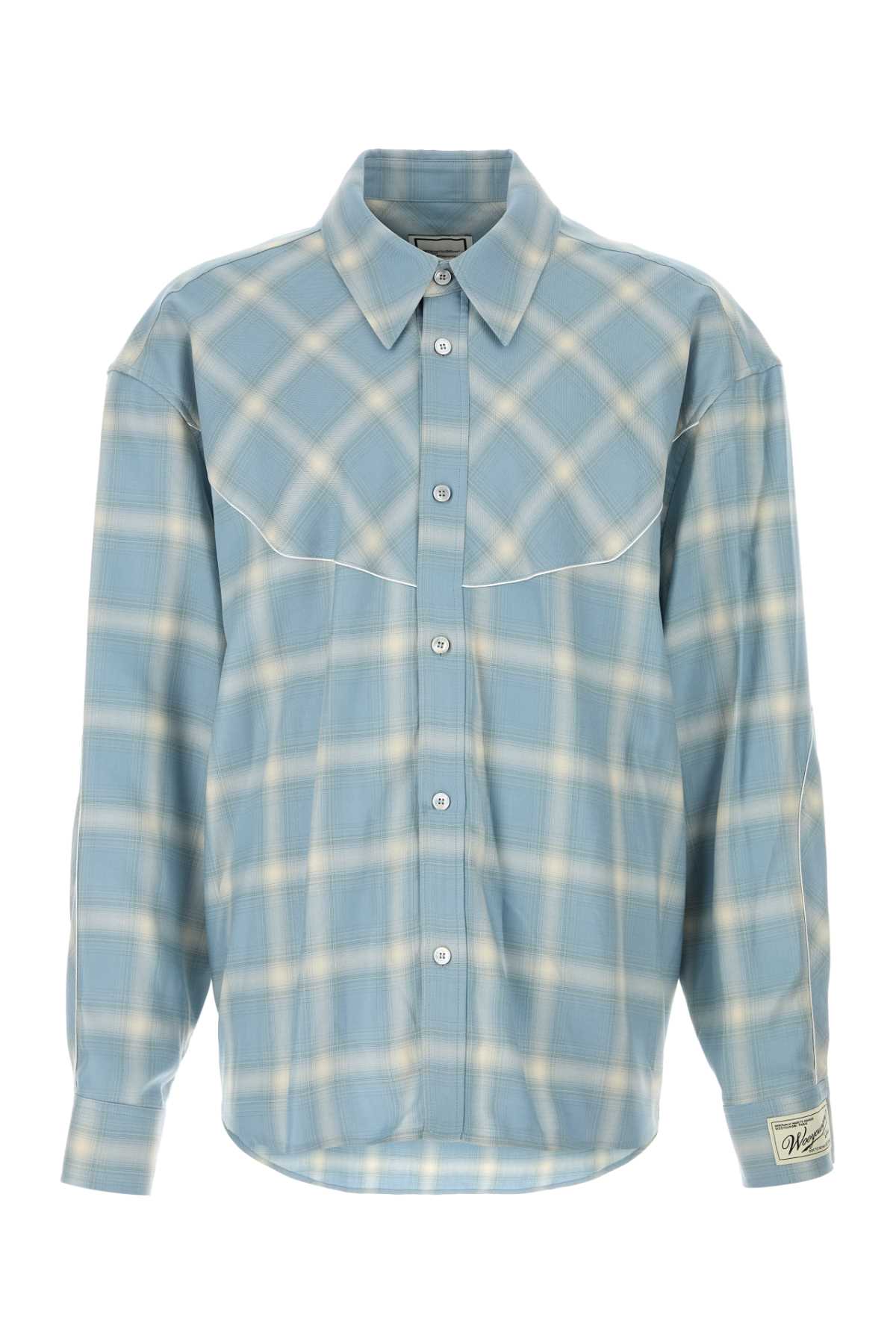 Embroidered Jersey Oversize Shirt Blue Exterior: Rayon Camicie