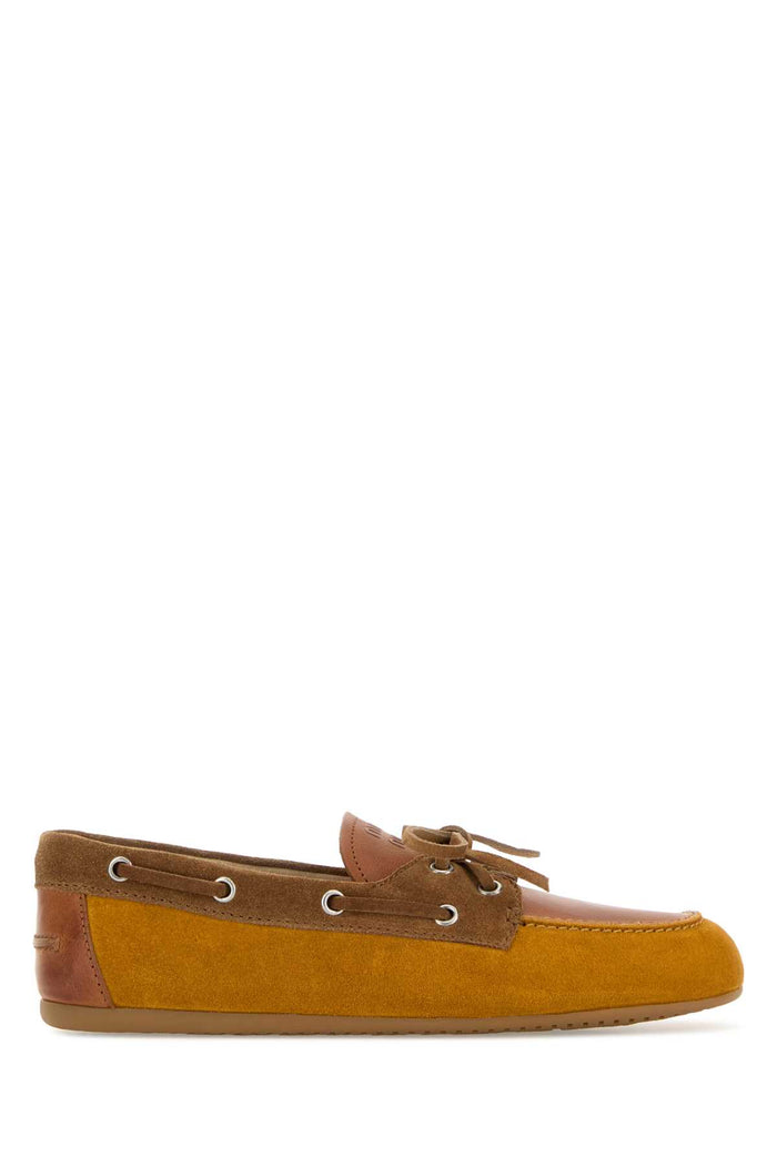 Multicolor Leather And Suede Loafers Whiskycognac Mocassini
