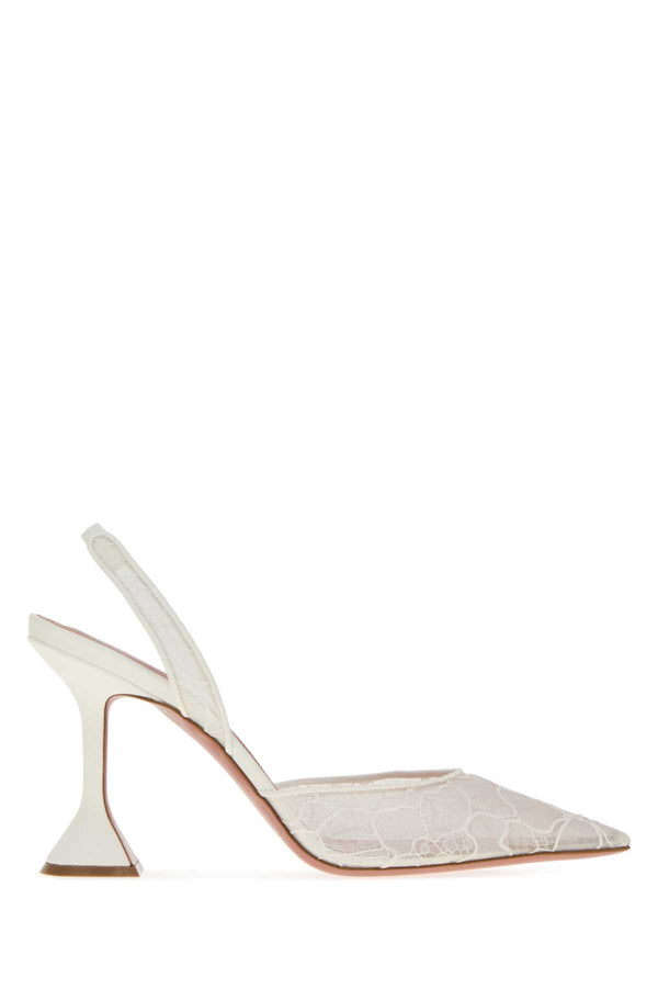 Amina Muaddi Exterior: 100% Fabric; Interior: 100% Leather slingback heel in white