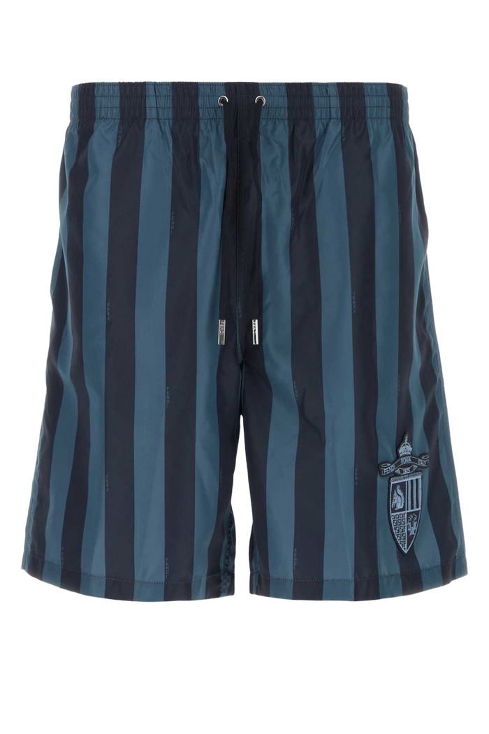 Printed Polyester Swimming Shorts Blu Notte Indaco Exterior: Costumi Da Bagno