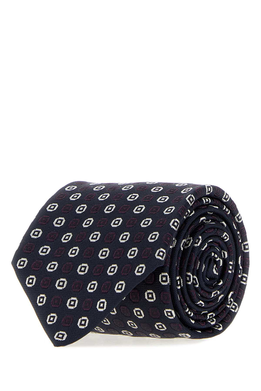 Embroidered Jacquard Tie Navyivory Exterior: Silk Lining: Cravatte E Papillon