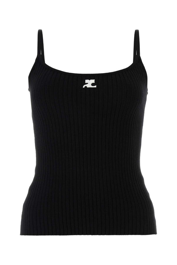 Courreges Knit 70% Viscose tank top in black