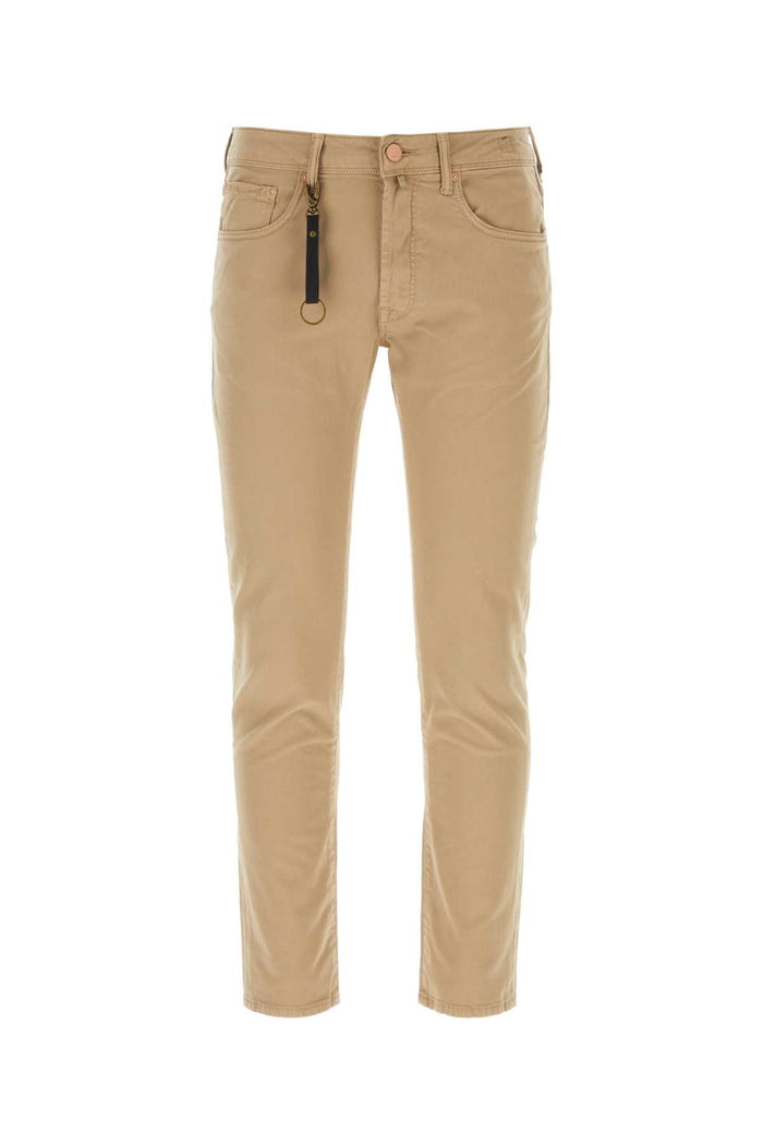 Beige Stretch Cotton Pant Coloniale Exterior: Elastan Pantaloni