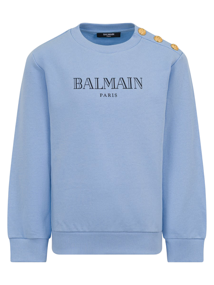 Jersey With Logo Baby Blue Cotton Sweater