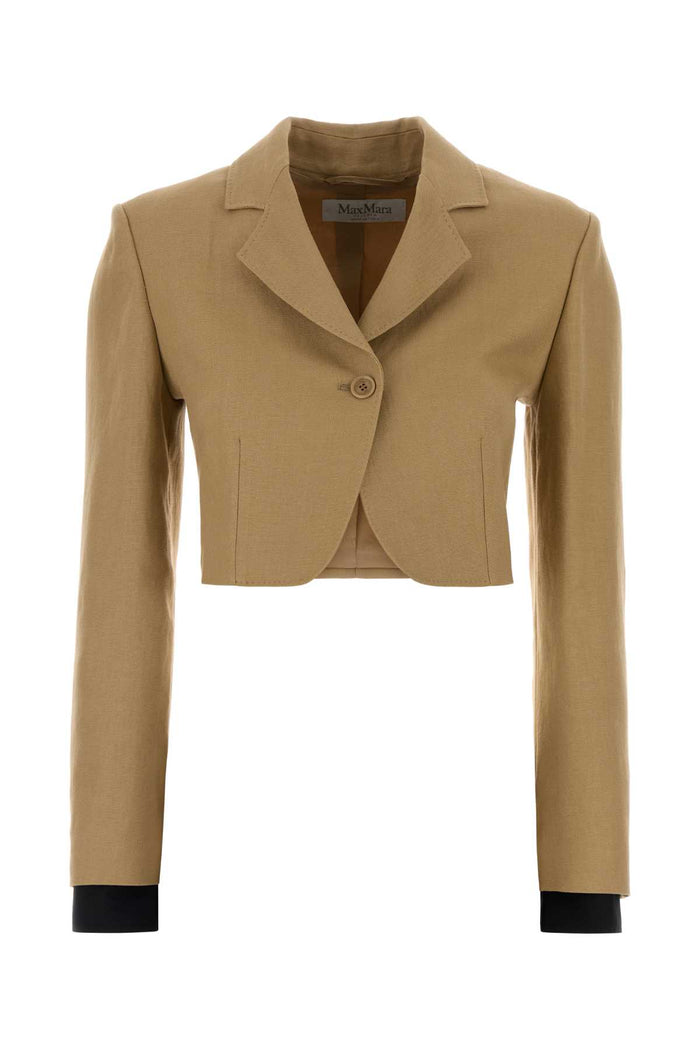 Beige Linen Buono Blazer Sabbia Giacche E Gilet