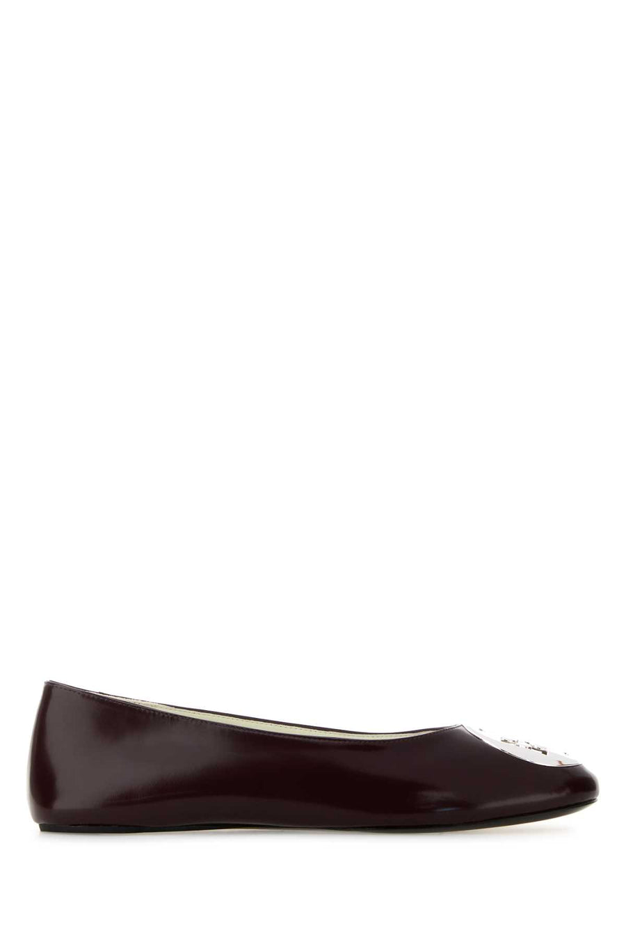 Tory Burch Riva Upper: 90% Bovine Leather flat in burgundy