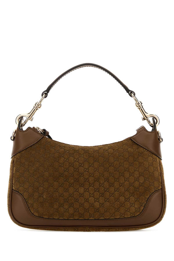 Gucci With Exterior: 100% Suede; Lining: 100% Fabric; Finishing: Platinum shoulder bag in brown