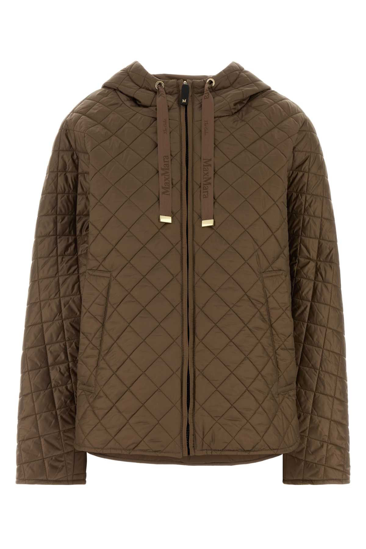 Brown Polyester Giorno Padded Jacket Cuoio Giubbini