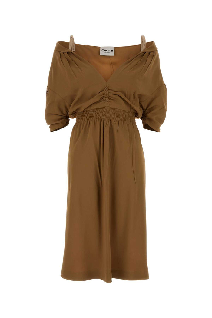 Camel Crepe Dress Cammello Acvi-trochusniloticus Abiti